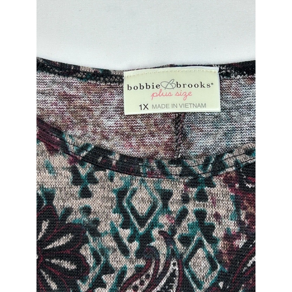Bobbie Brooks Women's Multi color Paisley Top Tunic 1X